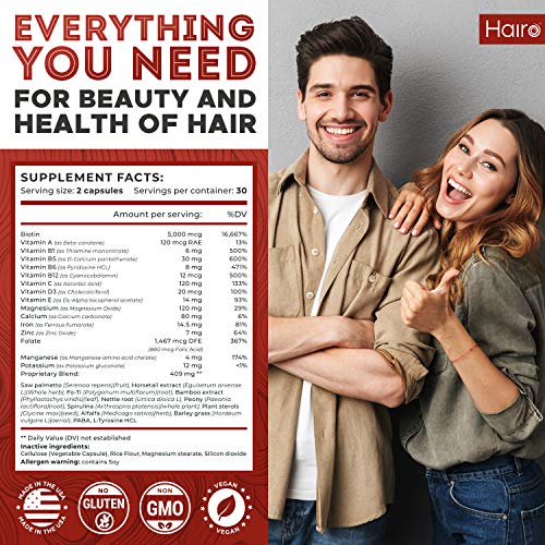 DHT Blocker Hair Growth Supplement - High Potency Biotin & Saw Palmetto for H...