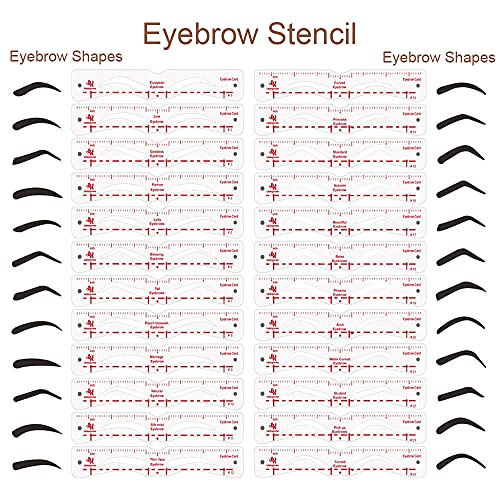 Eyebrow Stamp & 30 Eyebrow Stencils Kit, One Step Eyebrow Shaping Kit, Profes...