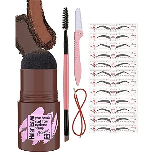 Eyebrow Stamp & 30 Eyebrow Stencils Kit, One Step Eyebrow Shaping Kit, Profes...