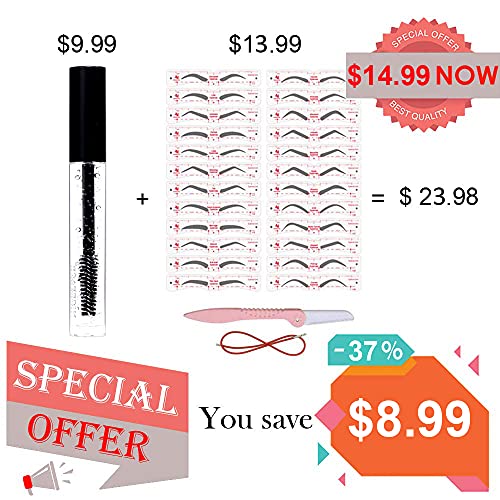 Eyebrow Stencil & Eyebrow Setting Gel, 30 Eyebrow Shaper Kit, Reusable Eyebro...