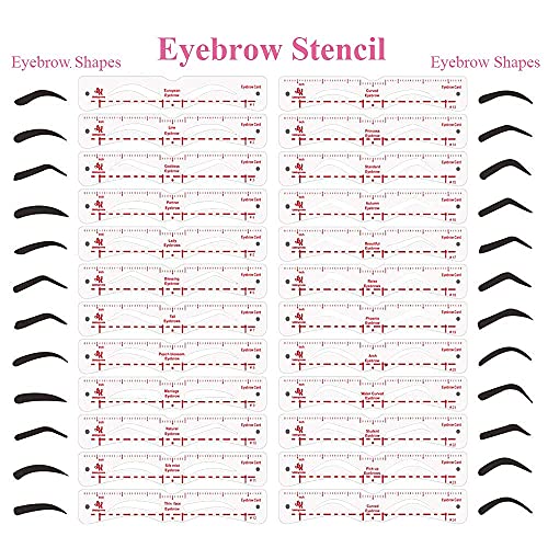 Eyebrow Stencil & Eyebrow Setting Gel, 30 Eyebrow Shaper Kit, Reusable Eyebro...