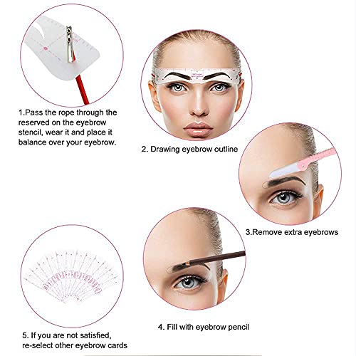 Eyebrow Stencil & Eyebrow Setting Gel, 30 Eyebrow Shaper Kit, Reusable Eyebro...