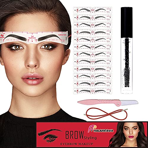 Eyebrow Stencil & Eyebrow Setting Gel, 30 Eyebrow Shaper Kit, Reusable Eyebro...
