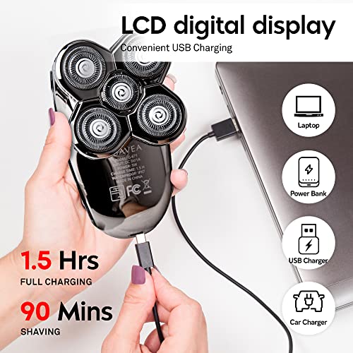 5-in-1 Electric Head Shaver for Bald Men - Waterproof, Rechargeable Electric ...