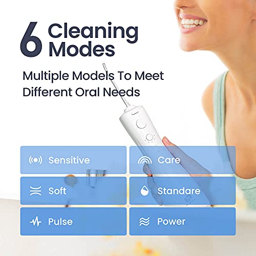 Cordless Portable Water Flosser, 6 Modes 5 Jet Tips Professional Dental Oral ...