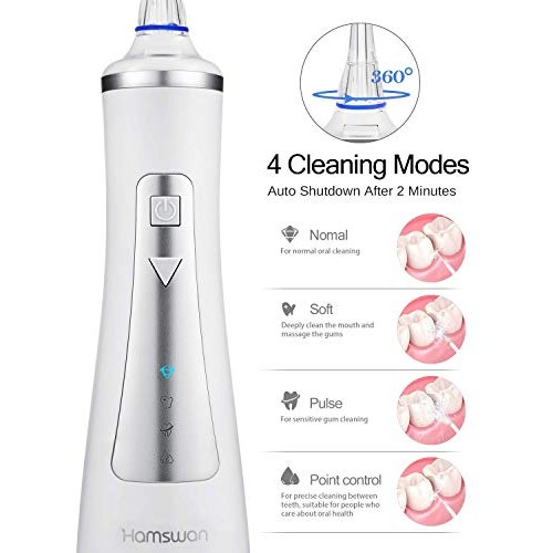 Professional Cordless Oral Irrigator IPX7 Waterproof 4 Modes 4 Jet Tips Deep ...