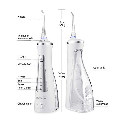 Professional Cordless Oral Irrigator IPX7 Waterproof 4 Modes 4 Jet Tips Deep ...