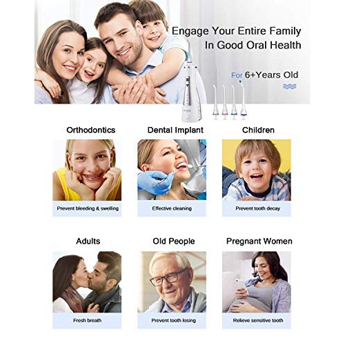 Professional Cordless Oral Irrigator IPX7 Waterproof 4 Modes 4 Jet Tips Deep ...