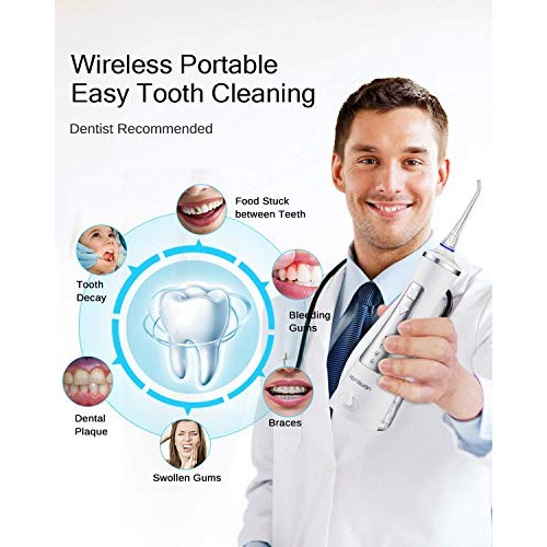 Professional Cordless Oral Irrigator IPX7 Waterproof 4 Modes 4 Jet Tips Deep ...