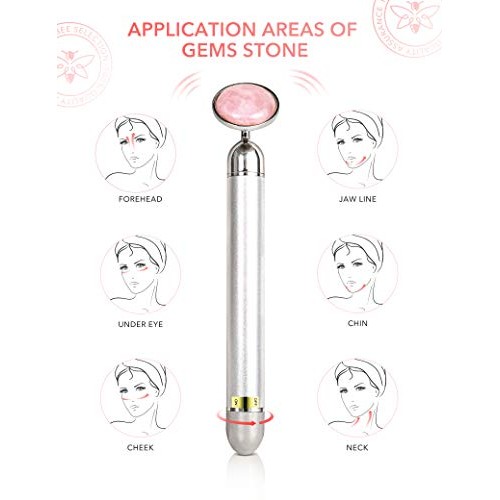 3in1 Face Massager For Women 3D V Line Lifting Rose Quartz Face Roller Skin C...