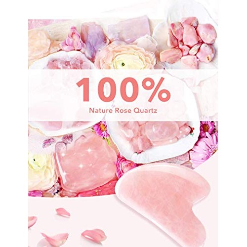 Gua Sha Jade Roller,Rose Quartz Face Roller Skin Care Tools,Beauty Facial Mas...