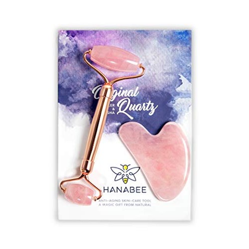 Gua Sha Jade Roller,Rose Quartz Face Roller Skin Care Tools,Beauty Facial Mas...