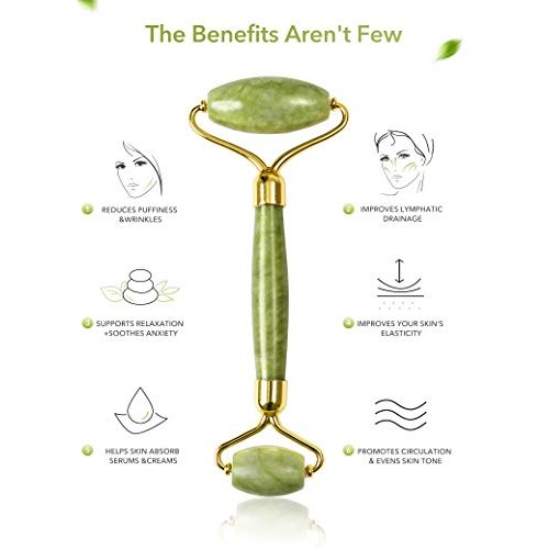 HANABEE Rose Quartz Facial Roller Jade Roller Gua Sha Facial Tools Face Rolle...