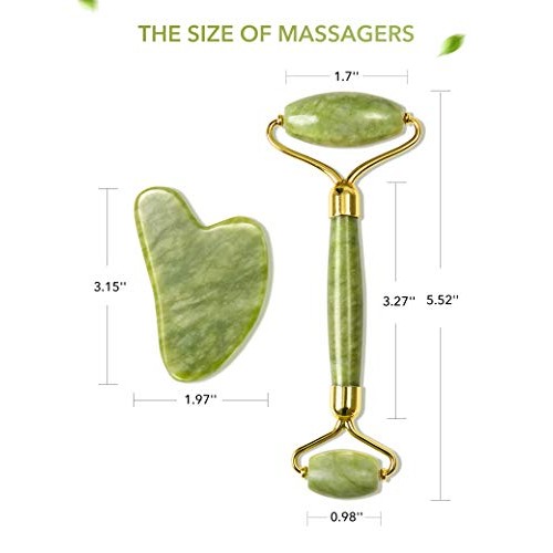 HANABEE Rose Quartz Facial Roller Jade Roller Gua Sha Facial Tools Face Rolle...