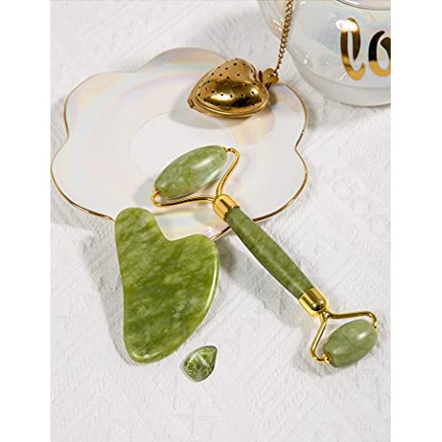 HANABEE Rose Quartz Facial Roller Jade Roller Gua Sha Facial Tools Face Rolle...