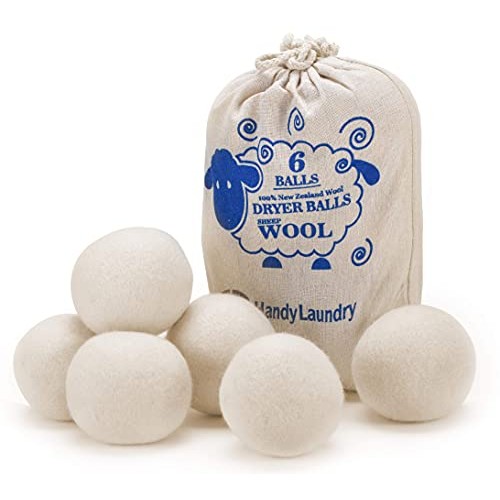 Wool Dryer Balls - Natural Fabric Softener, Reusable, Reduces Clothing Wrinkl...