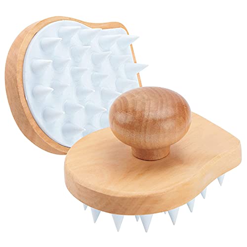 Scalp Massager Shampoo Brush, Wooden Wet and Dry Hair Scalp Care Brush, Showe...