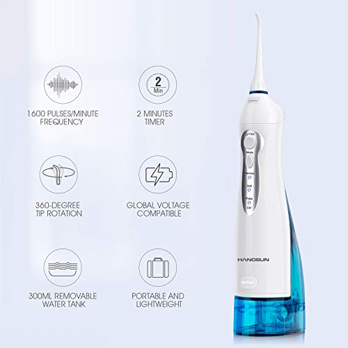 Hangsun Water Flosser Professional Cordless Rechargeable Dental Oral Irrigato...