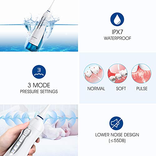 Hangsun Water Flosser Professional Cordless Rechargeable Dental Oral Irrigato...