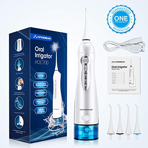 Hangsun Water Flosser Professional Cordless Rechargeable Dental Oral Irrigato...