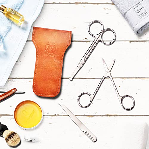 Professional Stainless Steel Curved and Rounded Facial Hair Scissors Tweezers...