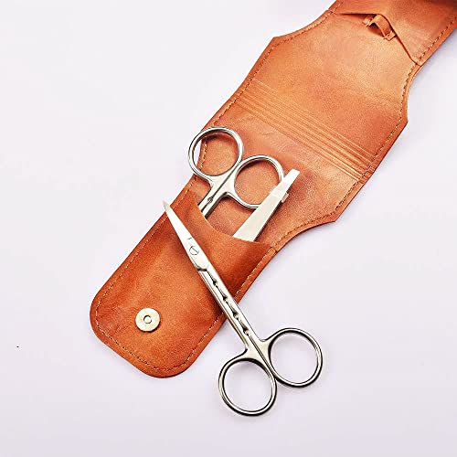 Professional Stainless Steel Curved and Rounded Facial Hair Scissors Tweezers...