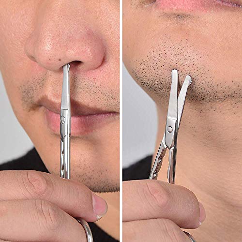 Professional Stainless Steel Curved and Rounded Facial Hair Scissors Tweezers...