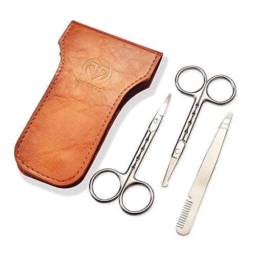 Professional Stainless Steel Curved and Rounded Facial Hair Scissors Tweezers...