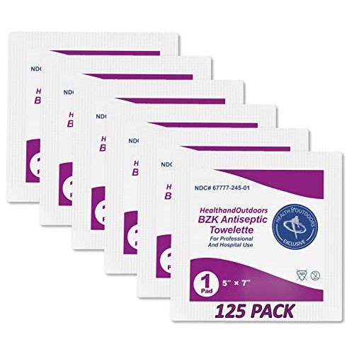 BZK Antiseptic Moist Towelette 5" x 7" Wipe (125 Count) Hand & Body Cleansing...