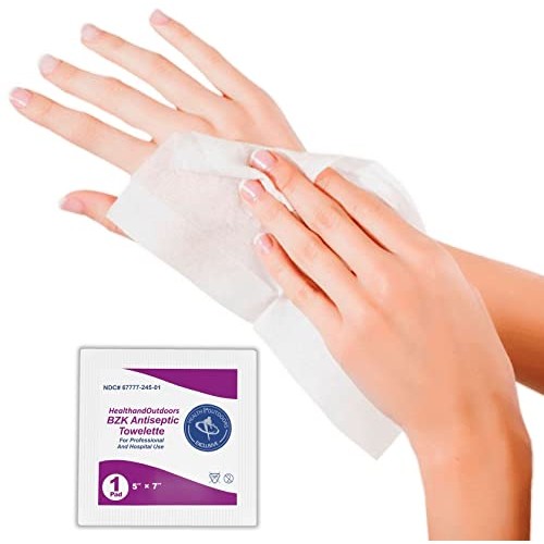 BZK Antiseptic Moist Towelette 5" x 7" Wipe (125 Count) Hand & Body Cleansing...