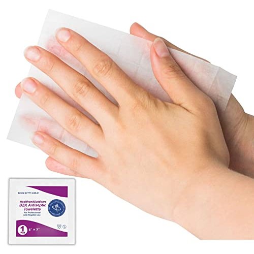 BZK Antiseptic Moist Towelette 5" x 7" Wipe (125 Count) Hand & Body Cleansing...
