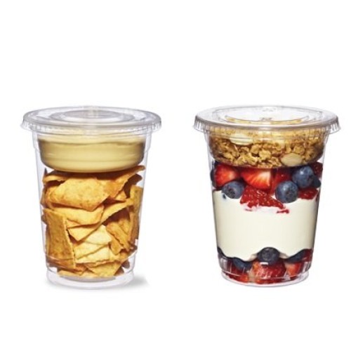 25 count 3-piece 16 oz Take n' Go Parfait/Snack Cup, Includes Insert and Flat...