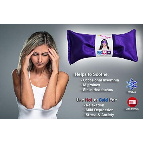 Happy Wraps Lavender Eye Pillow - Hot Cold Aromatherapy Satin Eye Mask for Yo...