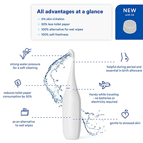 The Original HAPPYPO Butt Shower (Color: White) with Cap l Portable Bidet wit...