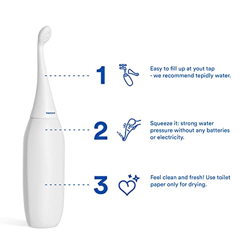 The Original HAPPYPO Butt Shower (Color: White) with Cap l Portable Bidet wit...