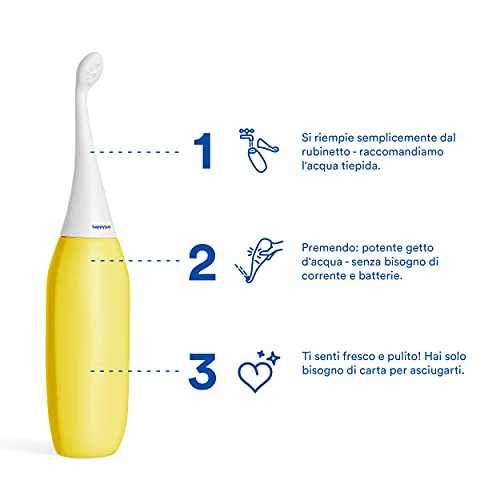 The Original HAPPYPO Butt Shower (Color: Yellow) l Portable Bidet with Travel...