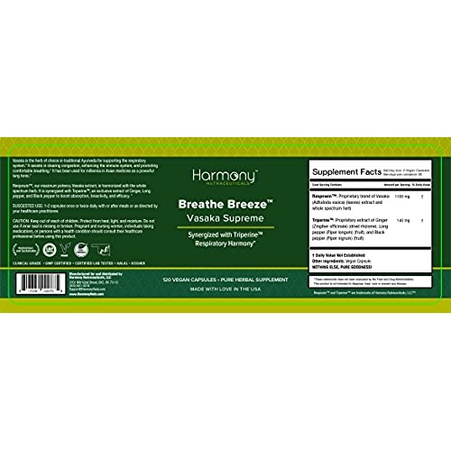 Vasaka Synergized with Triperine Ayurvedic Herbal Respiratory Care 120 Capsules