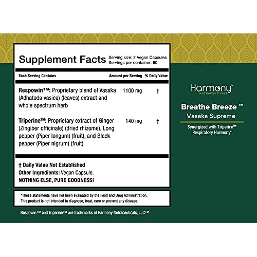 Vasaka Synergized with Triperine Ayurvedic Herbal Respiratory Care 120 Capsules