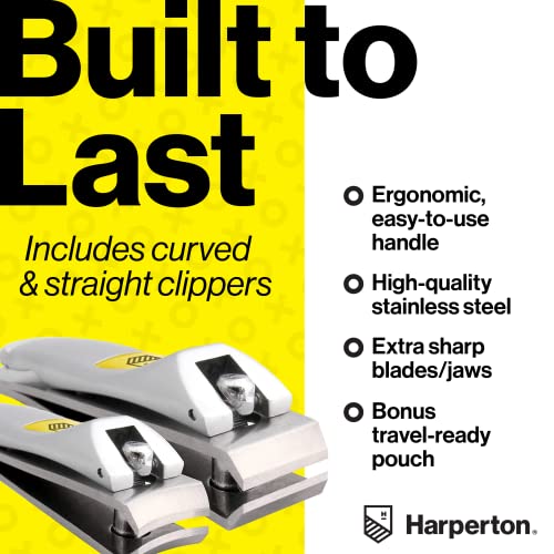 Harperton Nail Clippers Set - 2 Pack Stainless Steel, Professional Fingernail...