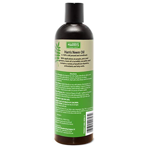 Harris Neem Oil, 100% Cold Pressed and Unrefined for Plant Spray, Skin and Ha...