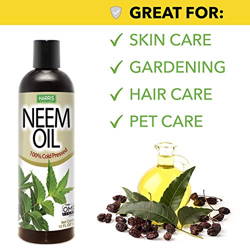 Harris Neem Oil, 100% Cold Pressed and Unrefined for Plant Spray, Skin and Ha...