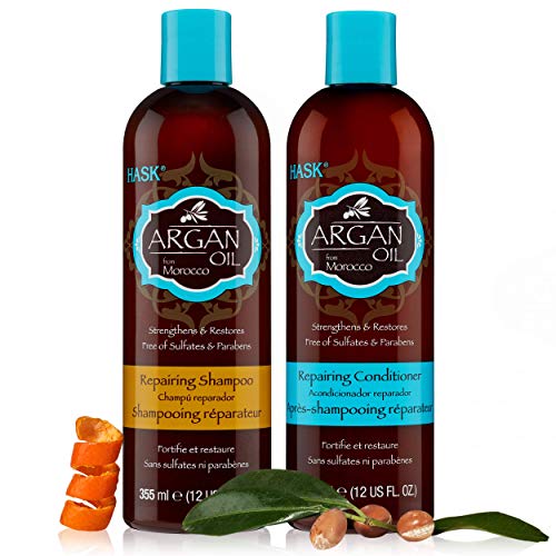 HASK ARGAN OIL Repairing Shampoo + Conditioner Set for All Hair Types, Color ...