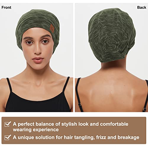 Satin Sleep Cap Bonnet For Curly Hair Slap hat for Long Hair Bamboo Night Cap...