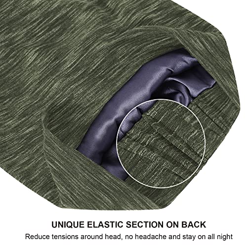 Satin Sleep Cap Bonnet For Curly Hair Slap hat for Long Hair Bamboo Night Cap...