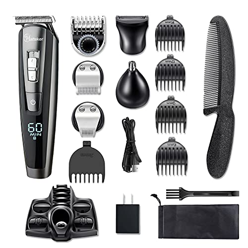 HATTEKER Hair Clipper Beard Trimmer Kit For Men Cordless Hair Mustache Trimme...