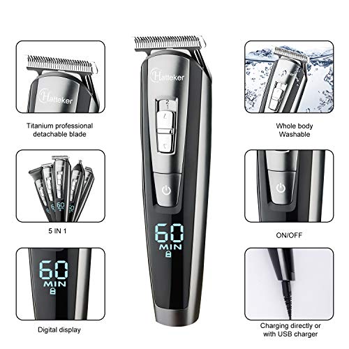 HATTEKER Hair Clipper Beard Trimmer Kit For Men Cordless Hair Mustache Trimme...
