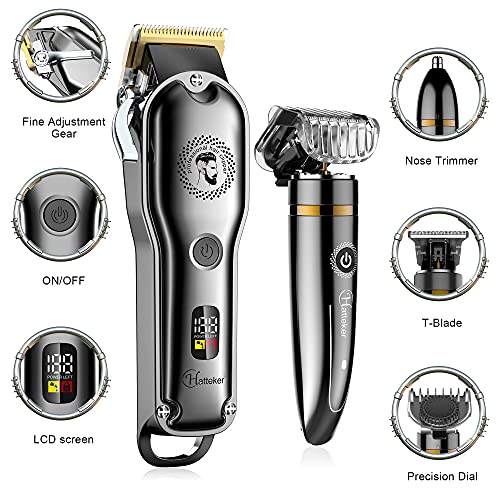 Hatteker Hair Clipper Cordless Hair Trimmer Barber Clipper T-Blade Trimmer Be...