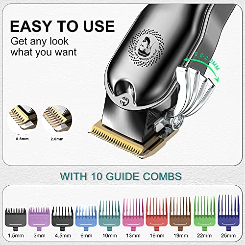 Hatteker Hair Clipper Cordless Hair Trimmer Barber Clipper T-Blade Trimmer Be...