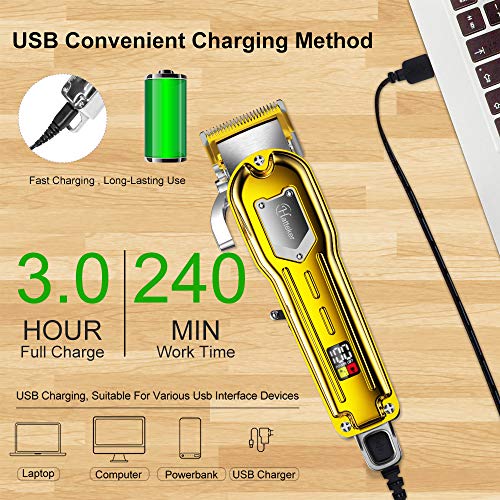 Hatteker Mens Hair Clippers Professional Cordless Hair Beard Trimmer Haircut ...