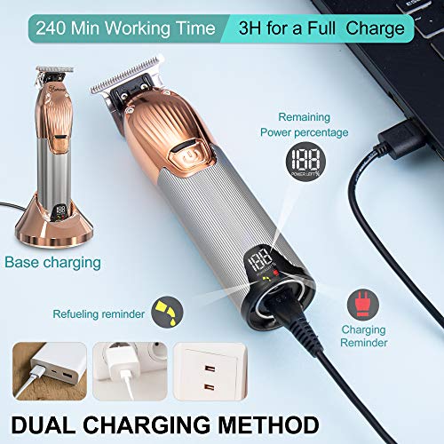 Hatteker Professional Hair Clippers Cordless Pro Li Outlining Trimmer T-blade...